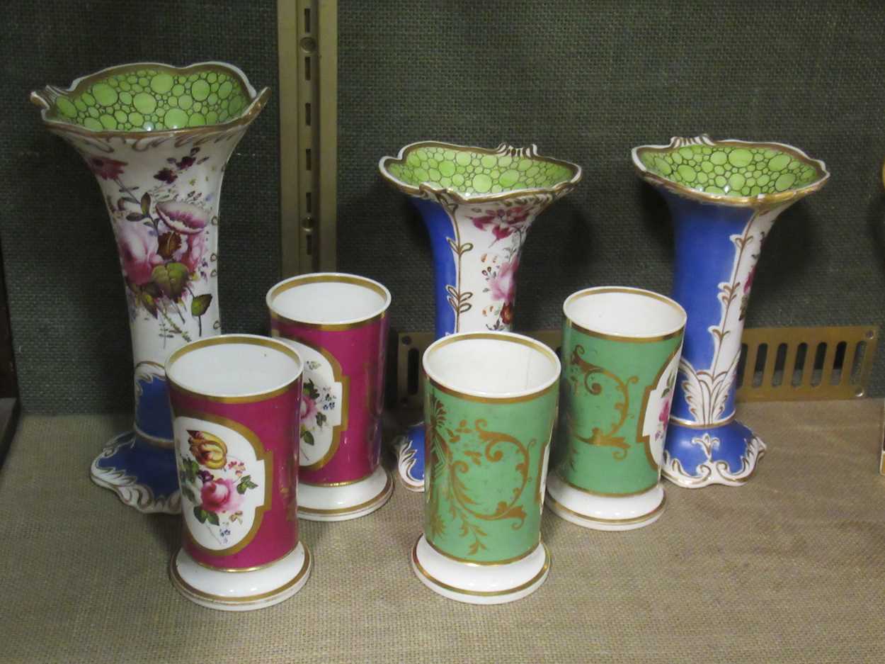 A garniture of Worcester vases with script marks, two pairs of 19th century Staffordshire - Image 6 of 22