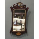 A Georgian style fret framed wall mirror, 91 x 51 cm