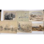 A collection of twelve 19th century topographical watercolours and drawings, most unsigned,