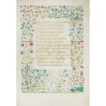 Dorothy Hutton, British (1889-1984)Illuminated calligraphic Shakespearean sonnet on vellum 'Let me