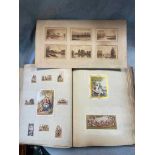 A mid-19th century print scrap book, containing portraits and figures, animals, scenery and