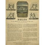 Boxing. A printed broadside 'Rules to be Observed in all Battles on the Stage', double column