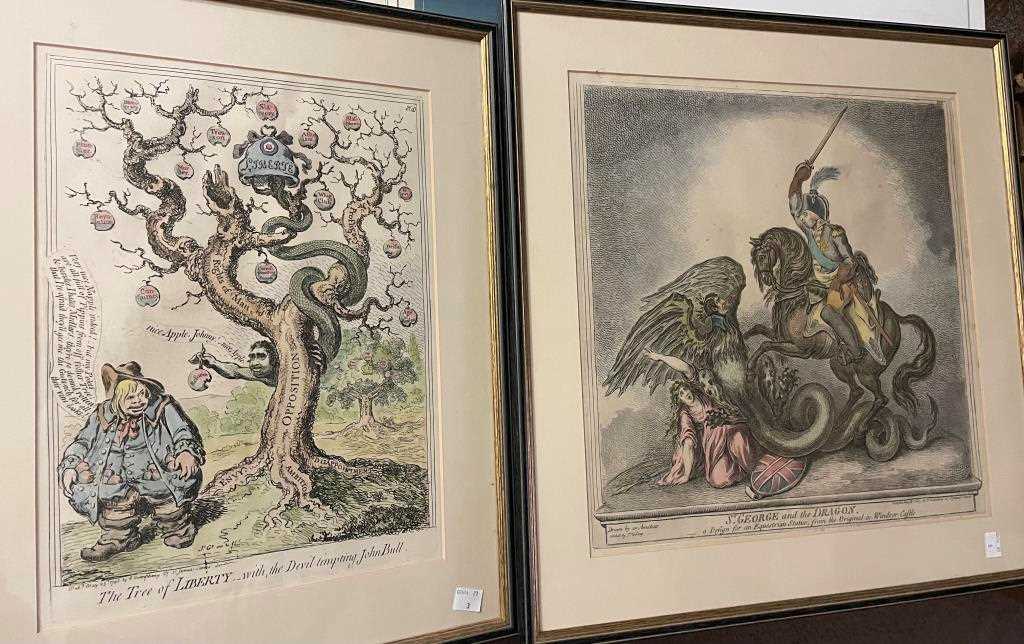 Three satirical cartoons.