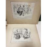 Charles E Brock (1870-1938), seven early 20th century pen and ink cartoons, c. 29 x 38cm, (most