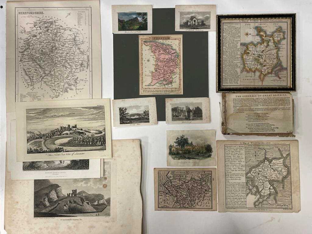 Engraved or etched county maps, to include Cheshire by P. Van Der Keere, North Wales by Badeslade