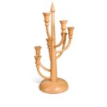 A Danish beechwood candelabra in the manner of Nanna Ditzel,