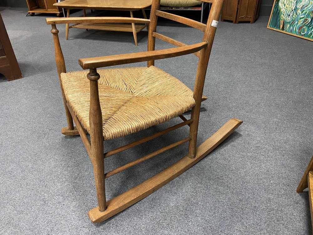 A Cotswold School ask ladder-back rocking chair, - Image 9 of 9