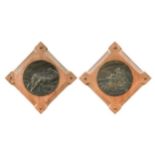 Victor Huguenin (French, 1802-1860) a pair of bronze wall plaques, circa 1920s,