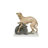 Otto Pilz (1876-1934) for Meissen, a porcelain model of two playful greyhounds,