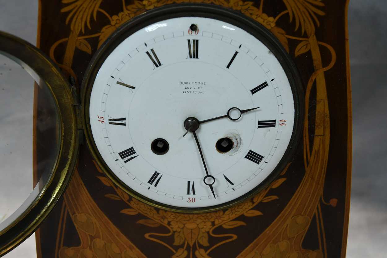 An Art Nouveau inlaid mahogany mantle clock, - Image 4 of 14