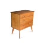 A mid-century walnut chest of drawers,