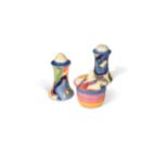 Blue Chintz, a pair of Clarice Cliff Bizarre muffineer salt and pepper pots,