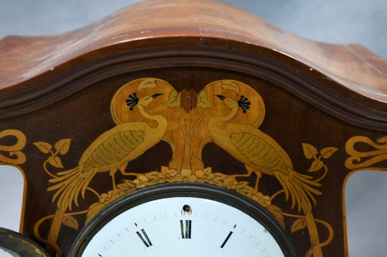 An Art Nouveau inlaid mahogany mantle clock, - Image 5 of 14