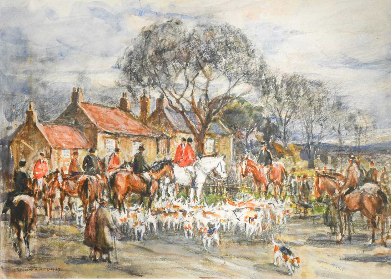 § § Rowland Henry Hill (British 1873-1952) Goathland Hounds at Lythesigned and dated 'ROWLAND H.