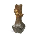 An Art Nouveau bronzed spelter vase,