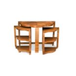 An Art Deco walnut nest of tables,