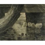 § § Nan Youngman OBE (British 1906-1995) Sheep in a Streamsigned 'Nan Youngman' (lower right)