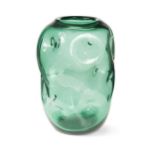 Attributed to Empoli, a large hand blown green glass vase,