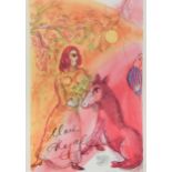 § Marc Chagall (French/Russian 1887-1985) Woman with a Donkeysigned postcard15 x 11cm