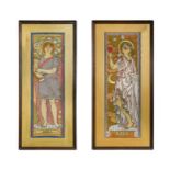A pair of framed Arts & Crafts needlework panels,