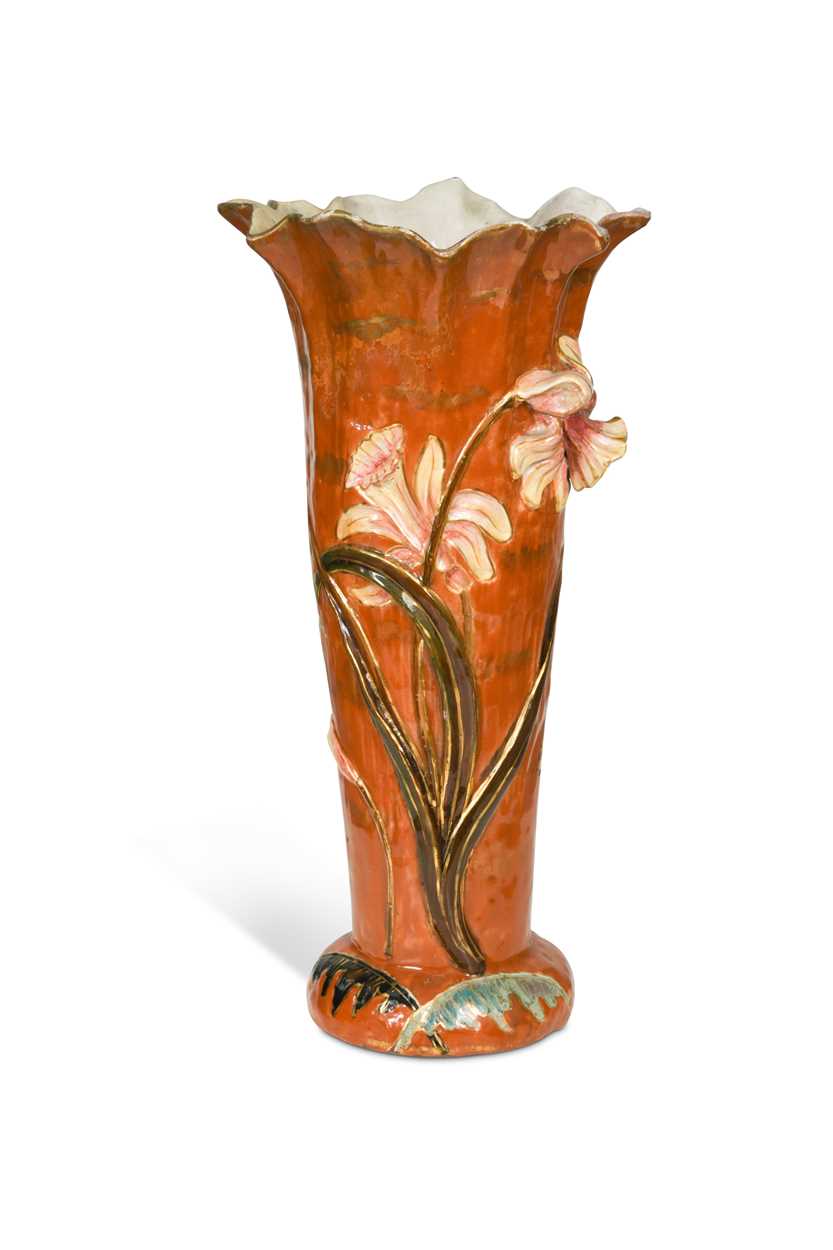 Emile Gallé (French, 1846-1904), an Art Nouveau faience vase,