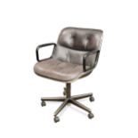 Charles Pollock for Knoll, an Executive leather swivel desk chair, designed 1963, wi