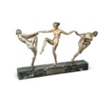 Pierre Laurel (French, 1892-1962), Farandole, an Art Deco silvered bronze group,