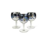 Three Vetri della Arte (Vedar) glass wine goblets,