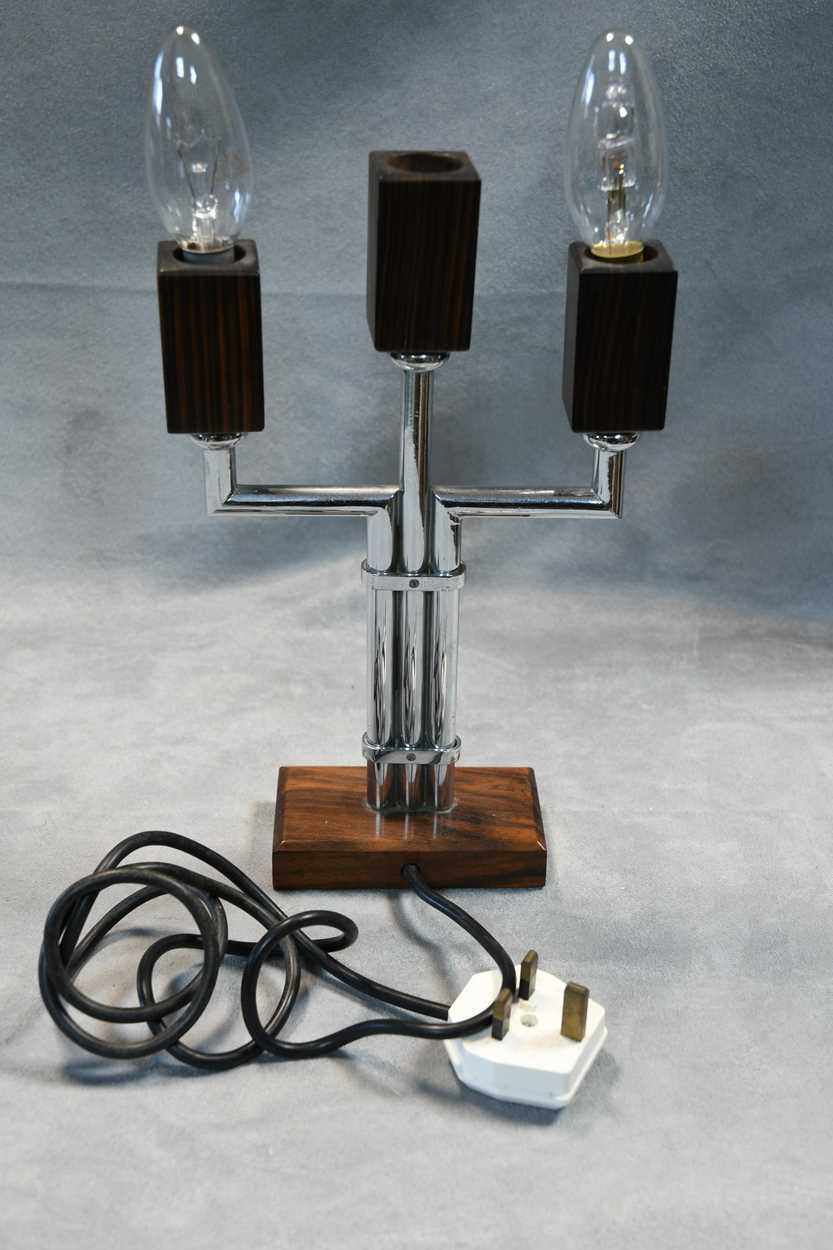A pair of 20th century chrome and calamander table lamps, - Image 4 of 4