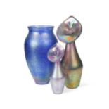 An iridescent cobalt blue glass vase, 20th century,