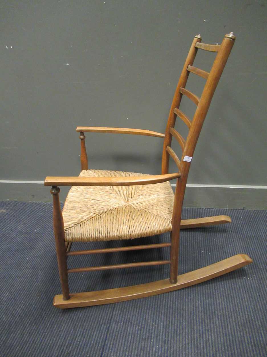 A Cotswold School ask ladder-back rocking chair, - Image 5 of 9