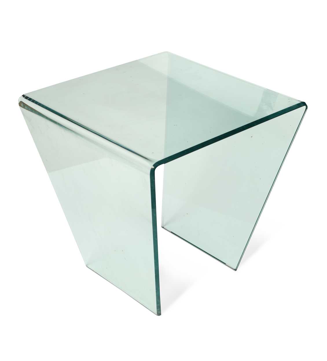A small bent glass occasional table, modern,