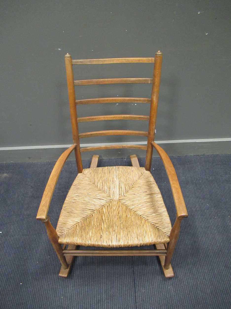 A Cotswold School ask ladder-back rocking chair, - Image 3 of 9