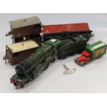 Hornby Series 0 gauge clockwork locomotive 'Caerphilly Castle' and tender, various damaged rolling