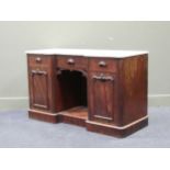 Victorian mahogany dressing table 139cm wide and a similar marble topped washstand 76.5 x 127 x