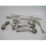 A collection of silver flatware including a pair of fish servers, 10.8ozt