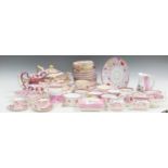 Various pink lustre tea wares