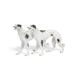 An Italian porcelain brace of Borzoi by Carbet,