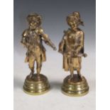 Two mid-19th century Paris bronzes depicting a violinist and a gurdy player by Augustus Lalouette