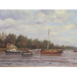 James Wright, Estuary scene, signed lower right, oil on canvas, 24 x 39cm