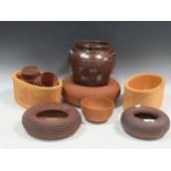 A collection of earthenware storage vessels and teracotta pots etc