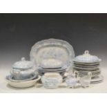 A collection of 19th century and later blue and white transfer printed wares to include Asiatic