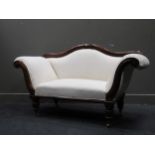 A small size Victorian mahogany frame sofa 86 x 146 x 55cm