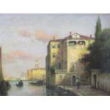 Follower of Antoine Bouvard, Venetian canal scene, inscribed lower left 39 x 49cm