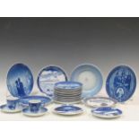 A collection of Royal Copenhagen ceramics, including commemrative bicentenary plates, and two cups
