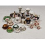 A group of miniature porcelain to include Coalport tea wares, English porcealin spill vases and a