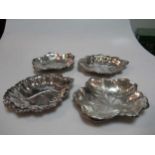 Two pairs of silver leaf shaped pin trays, 11ozt gross (4)
