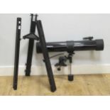 Tasco reflecting telescope, D114mm F900mm, black finish, with tripod stand