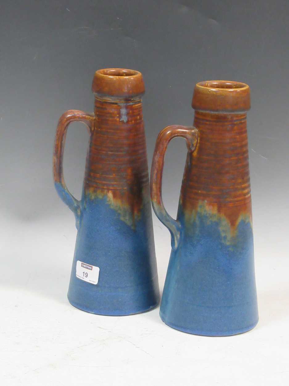 A pair of Bourne Denby pottery jug vasesCondition report: Overall good condition. One minor mark
