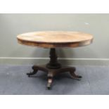 An early 19th century rosewood breakfast table 124cm diameter